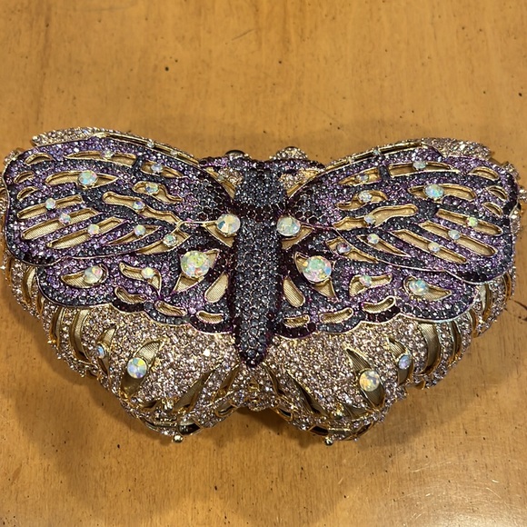 Butterfly pink gold and amethyst & aurora boriales  smoky topaz clasp with chain - Picture 2 of 8